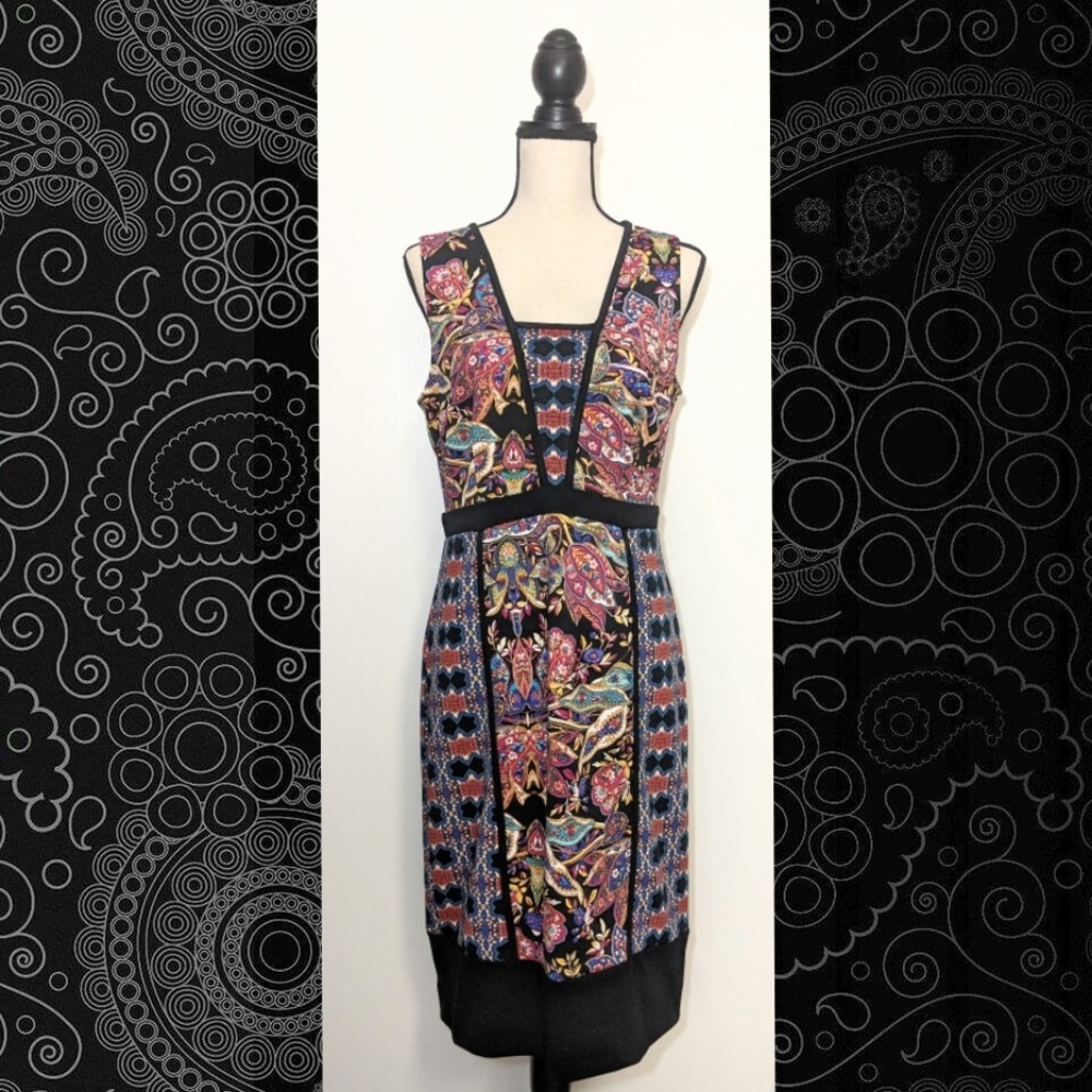 Nicole by Nicole Miller Empirical Print Dress L